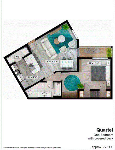 sq. ft. 1 bedroom apartment floor plan | the residences at sawmill park